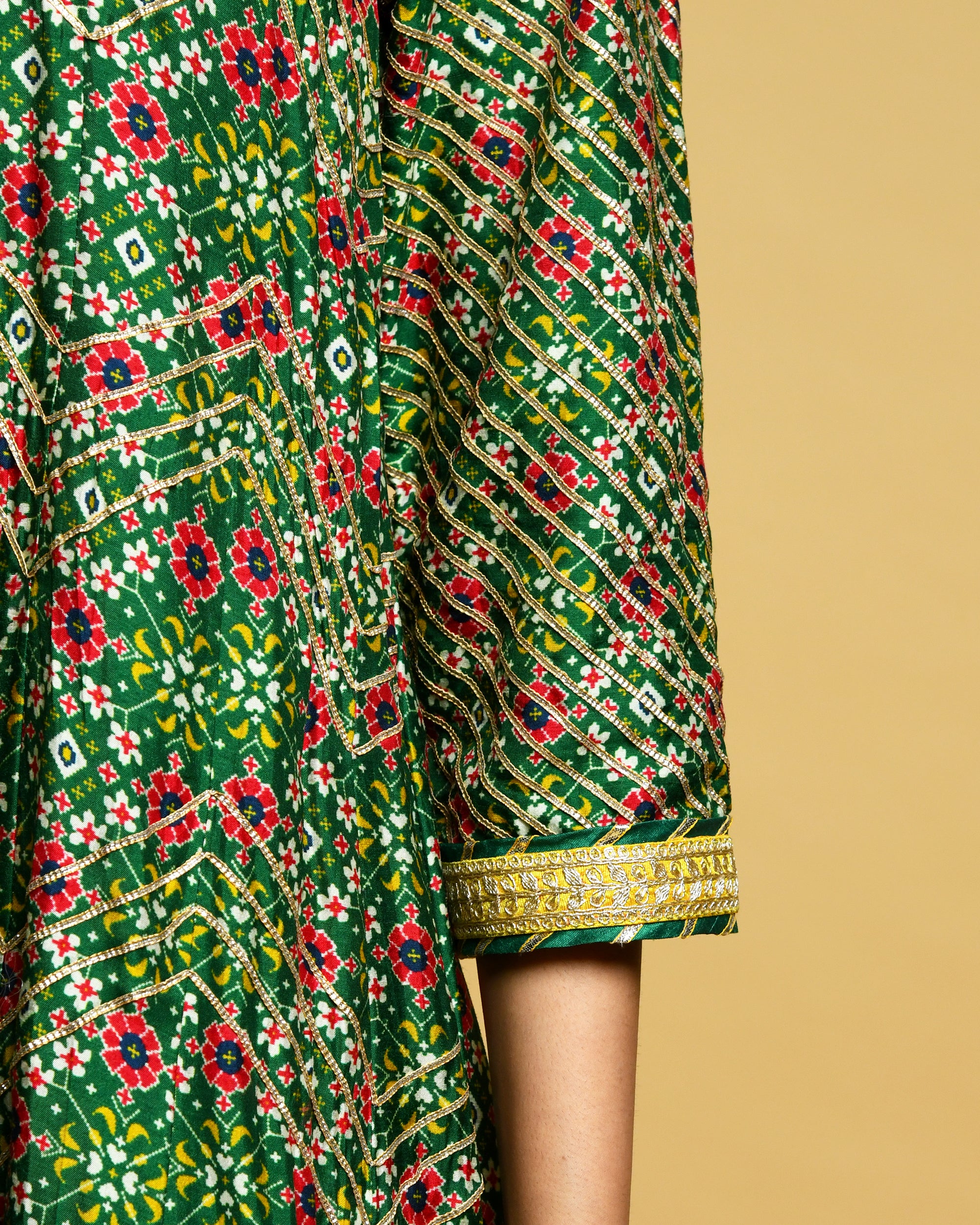 Green Short Anarkali Suit (Three piece set)