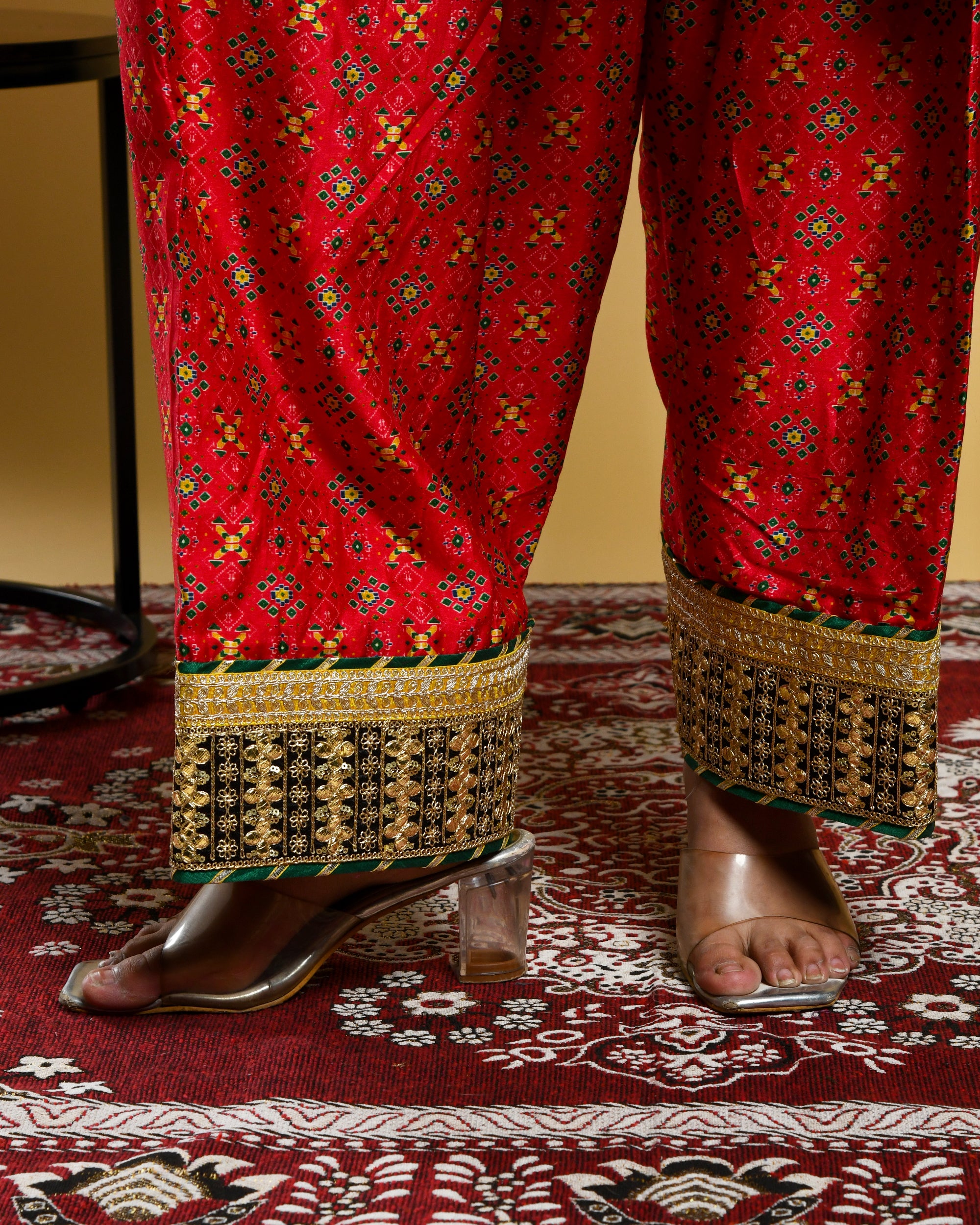 Green Short Anarkali Suit (Three piece set)