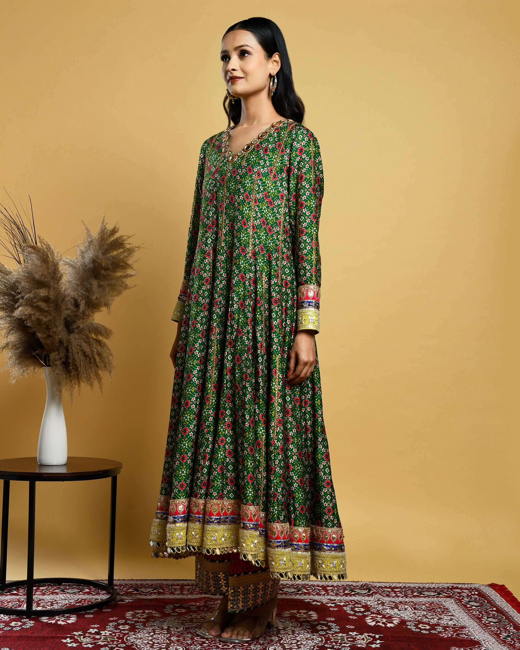 Long Green Anarkali Suit