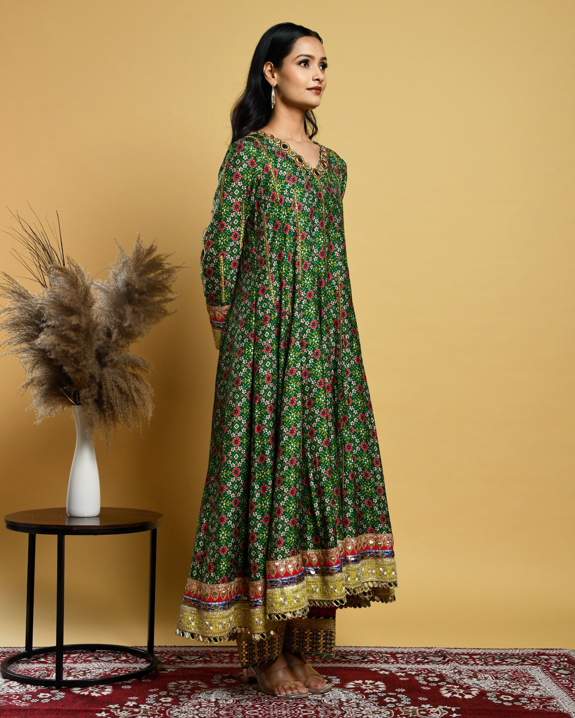 Long Green Anarkali Suit