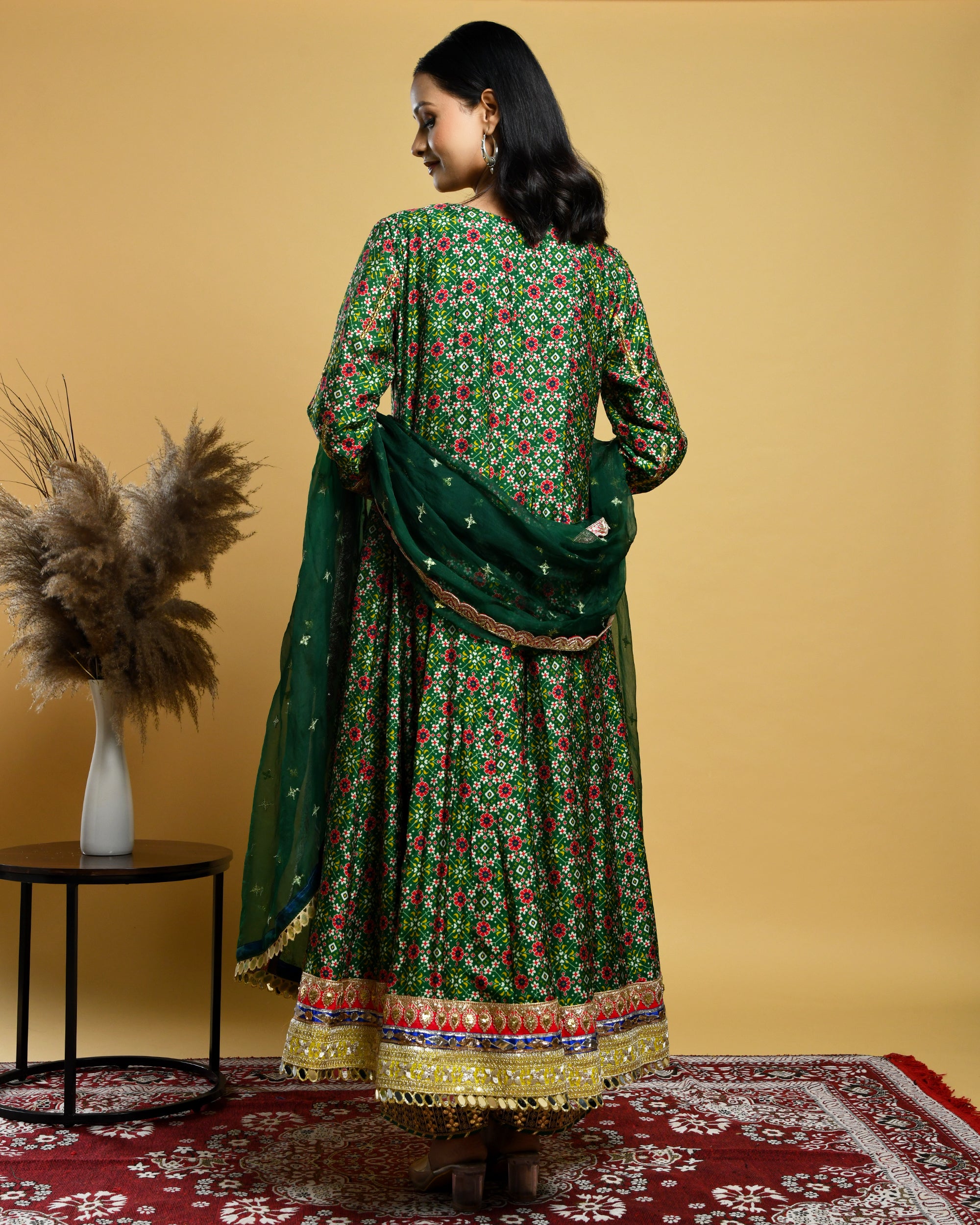 Long Green Anarkali Suit