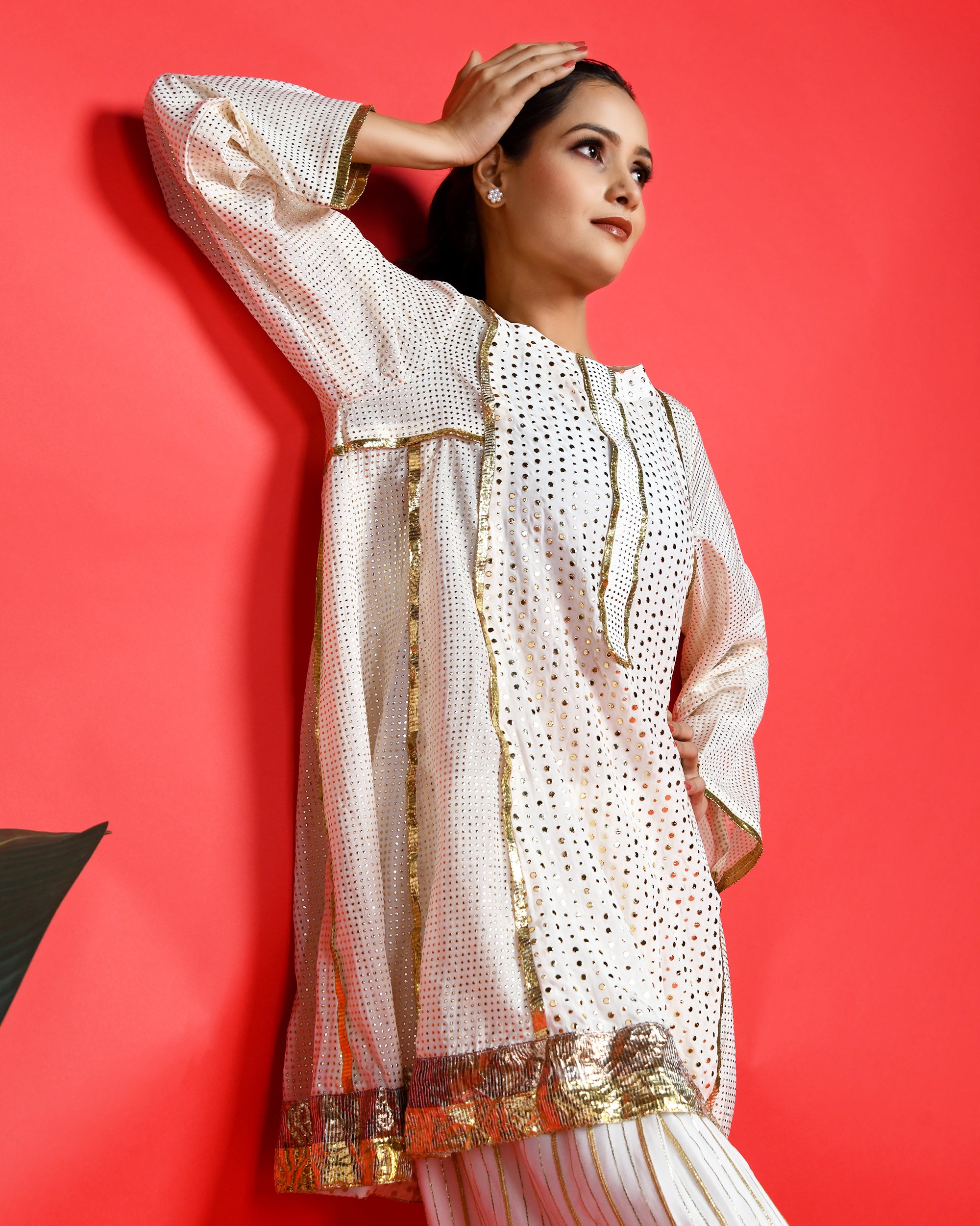 White heavy georgette suit