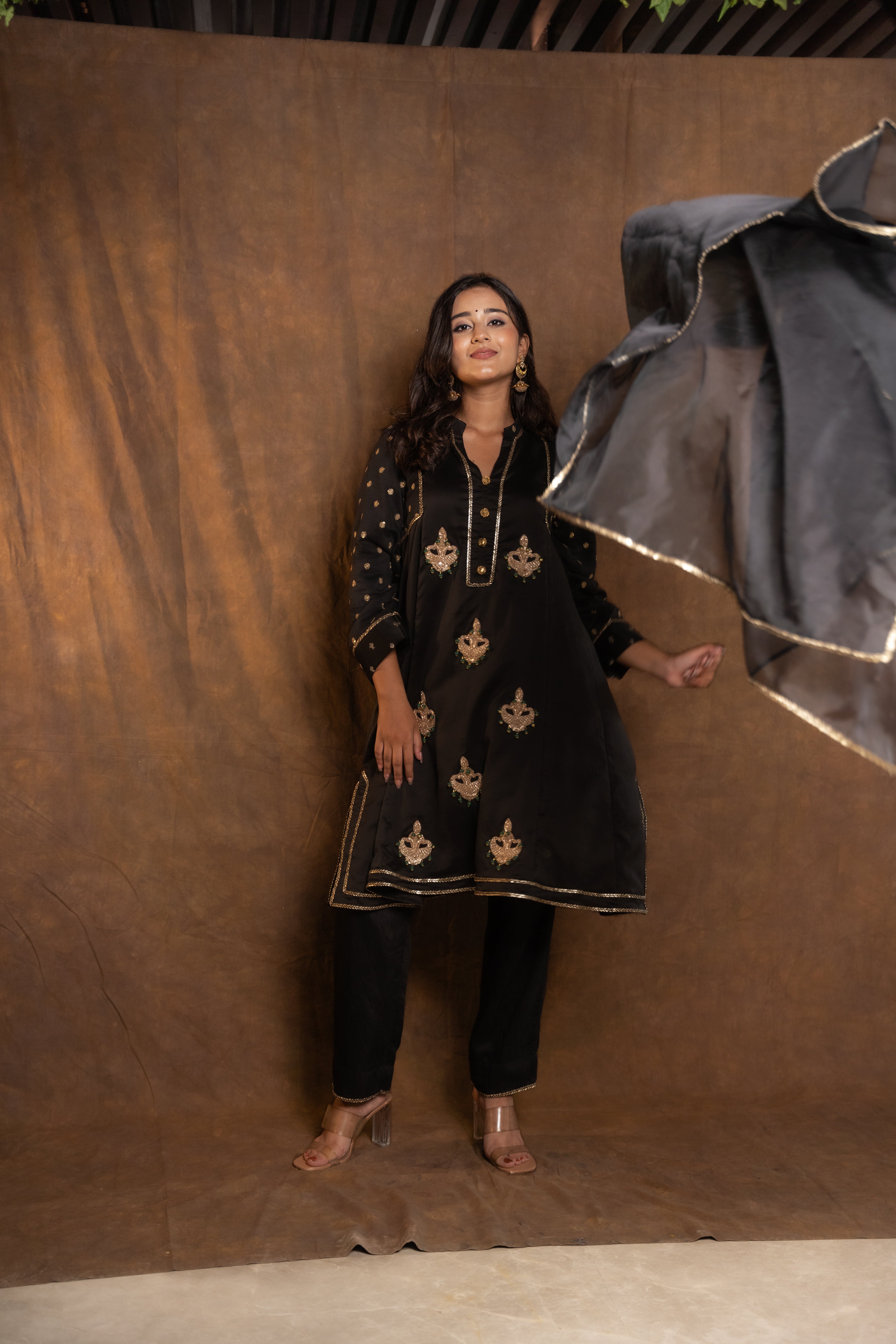 Black Short Anarkali with pants