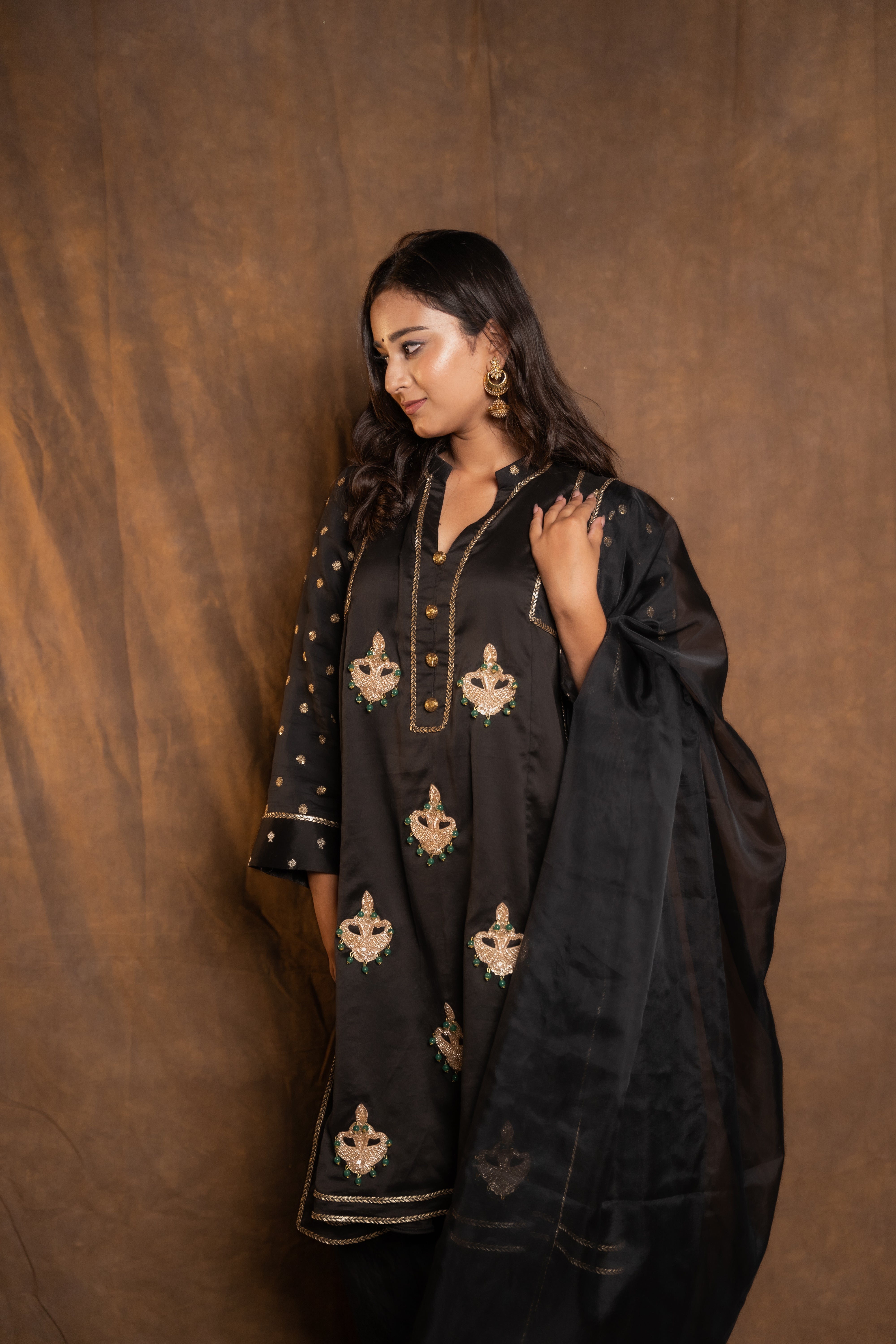 Black Short Anarkali with pants