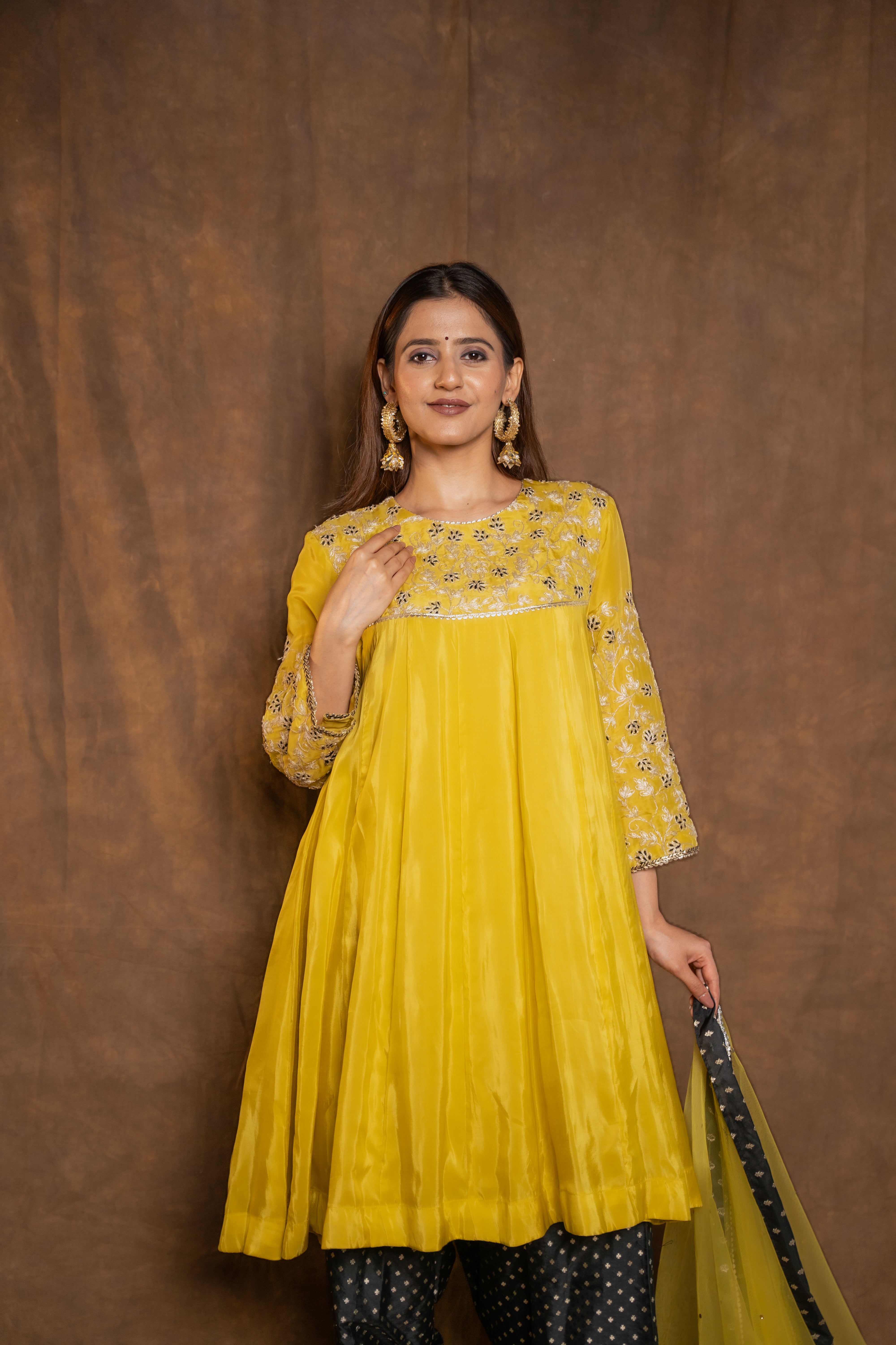 Yellow Short Anarkali