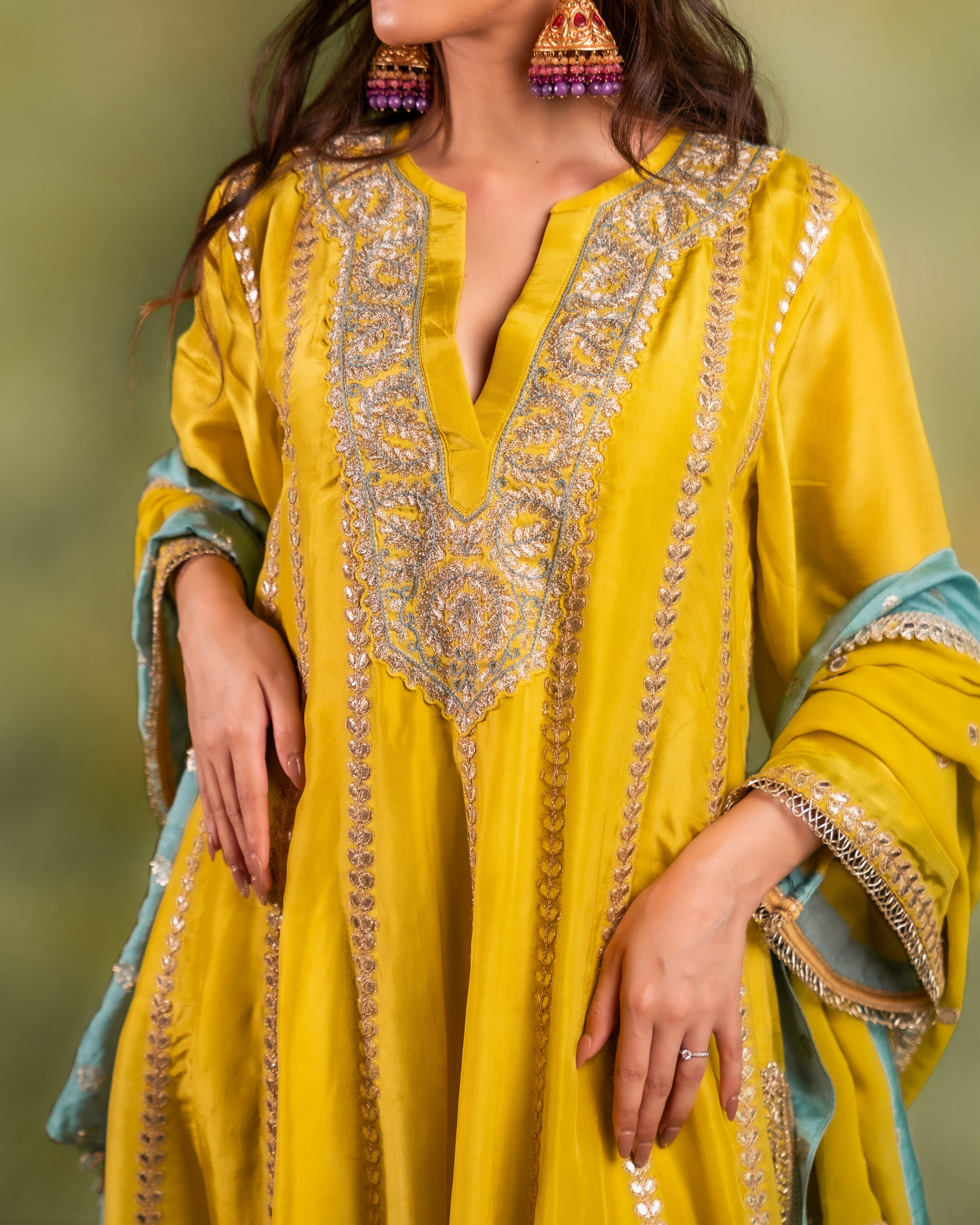 Yellow Anarkali with Pants