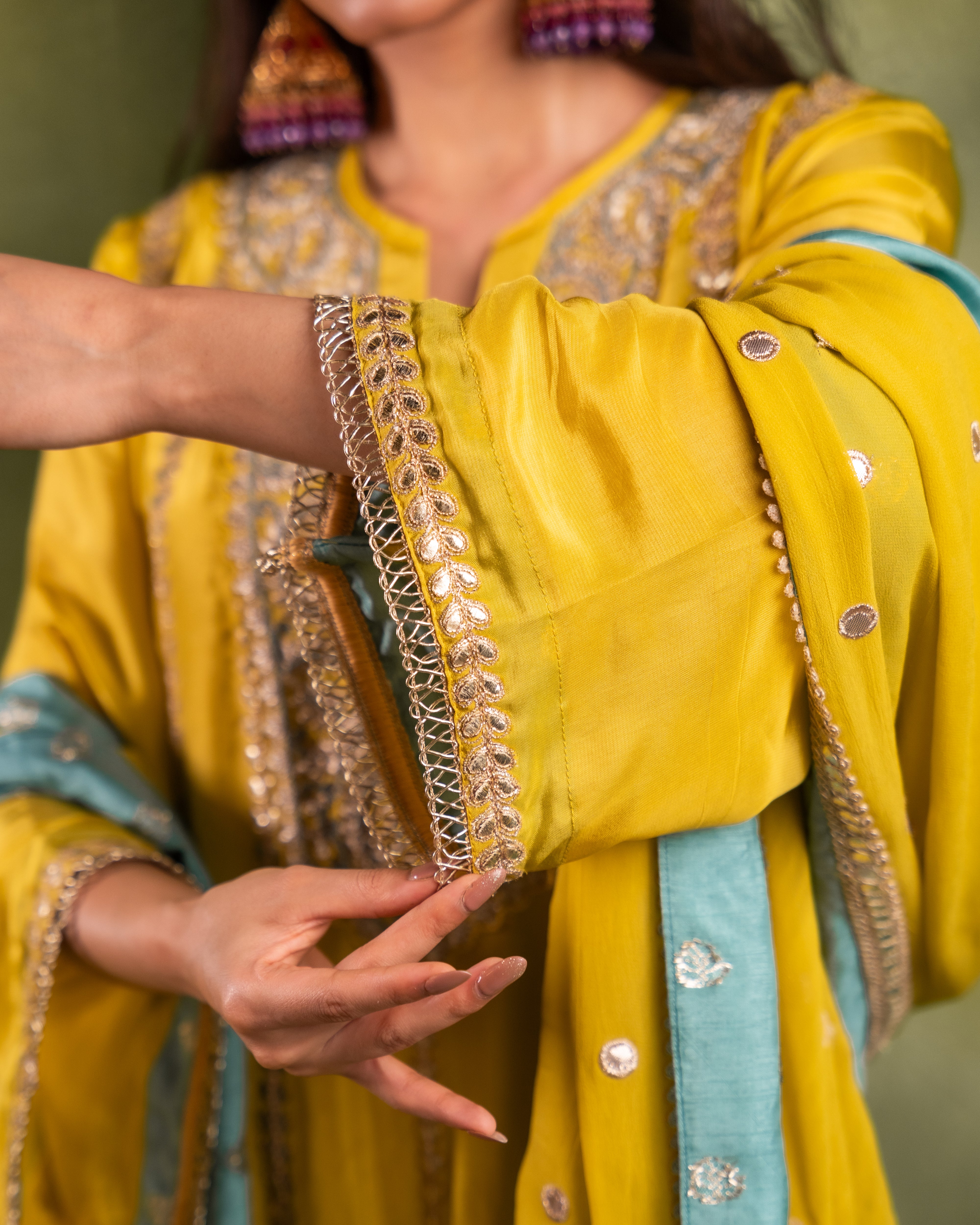 Yellow Anarkali with Pants
